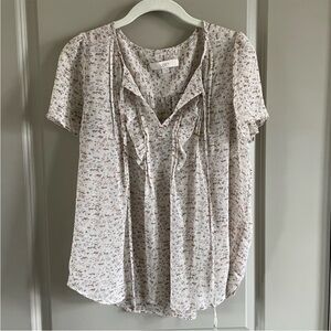 LOFT - floral short sleeve sheer blouse